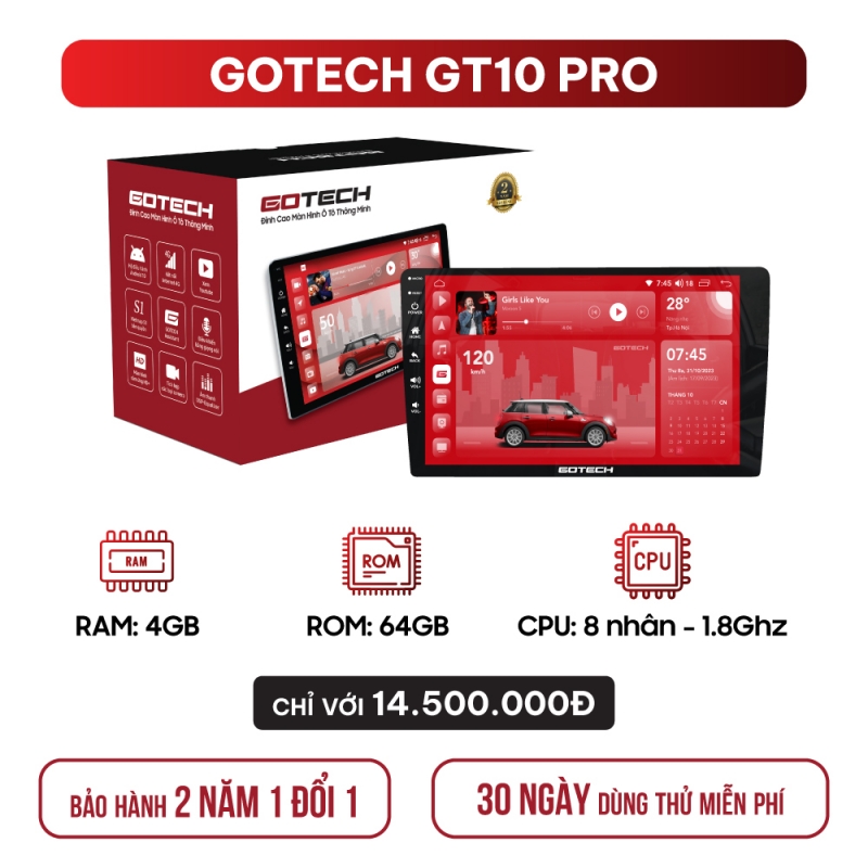 MÀN HÌNH Ô TÔ THÔNG MINH GOTECH GT10 PRO