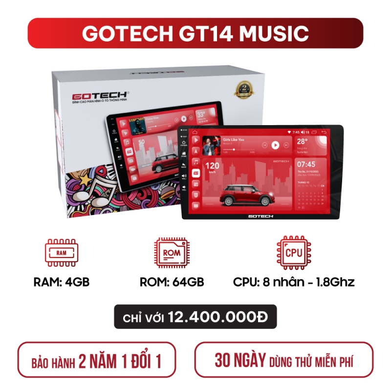 Màn hình ô tô thông minh GOTECH GT14 MUSIC