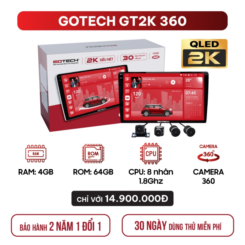 Màn hình ô tô thông minh GOTECH GT2K 360