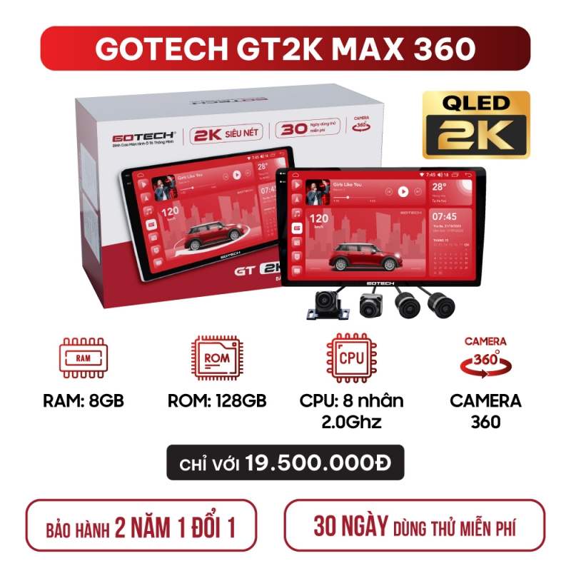 Màn hình ô tô thông minh GOTECH GT2K MAX 360